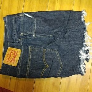 Levi's dark wash denim cutoff shorts